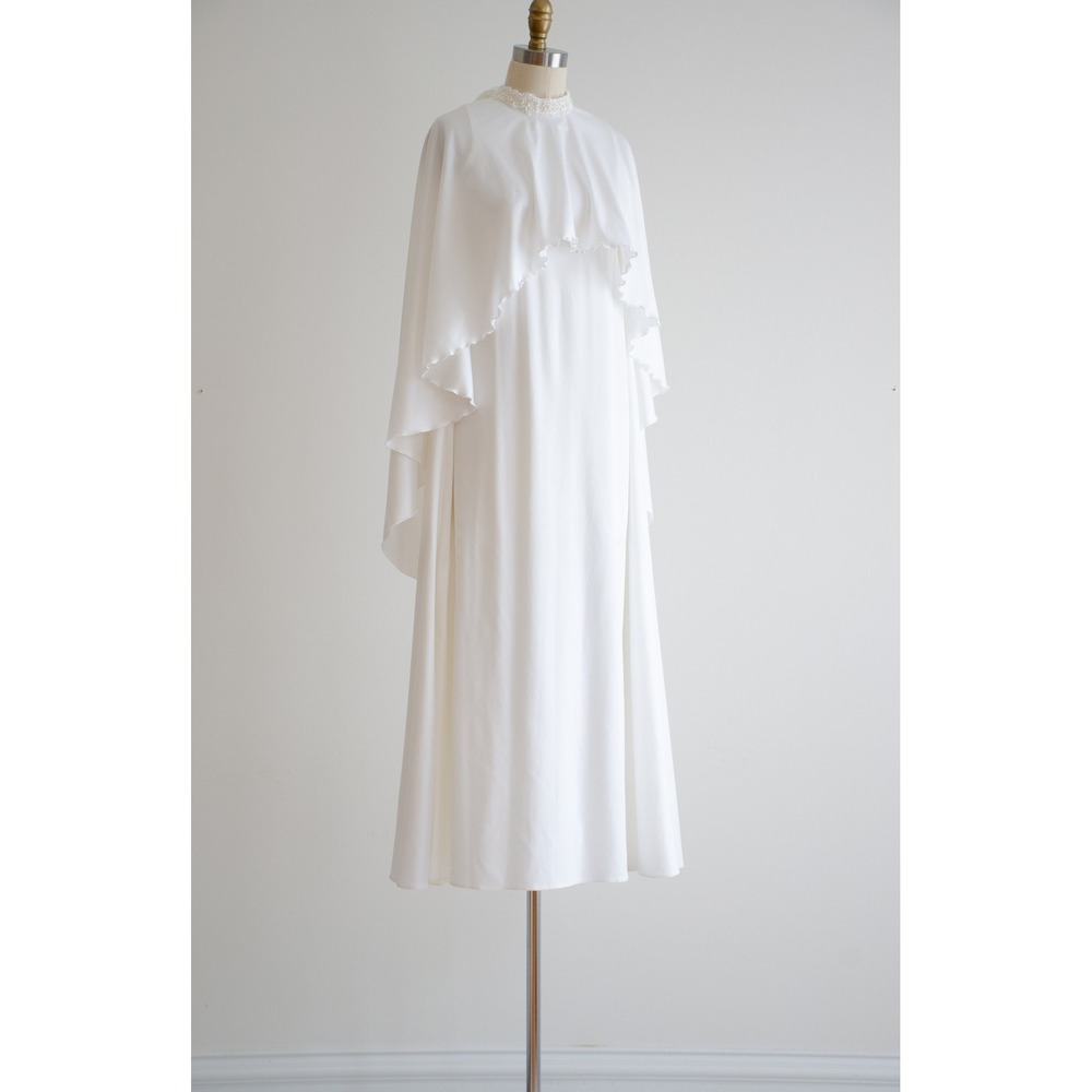 vintage wedding dress 60s Priscilla of Boston sleeveless minimalist white gown - Picture 10 of 10